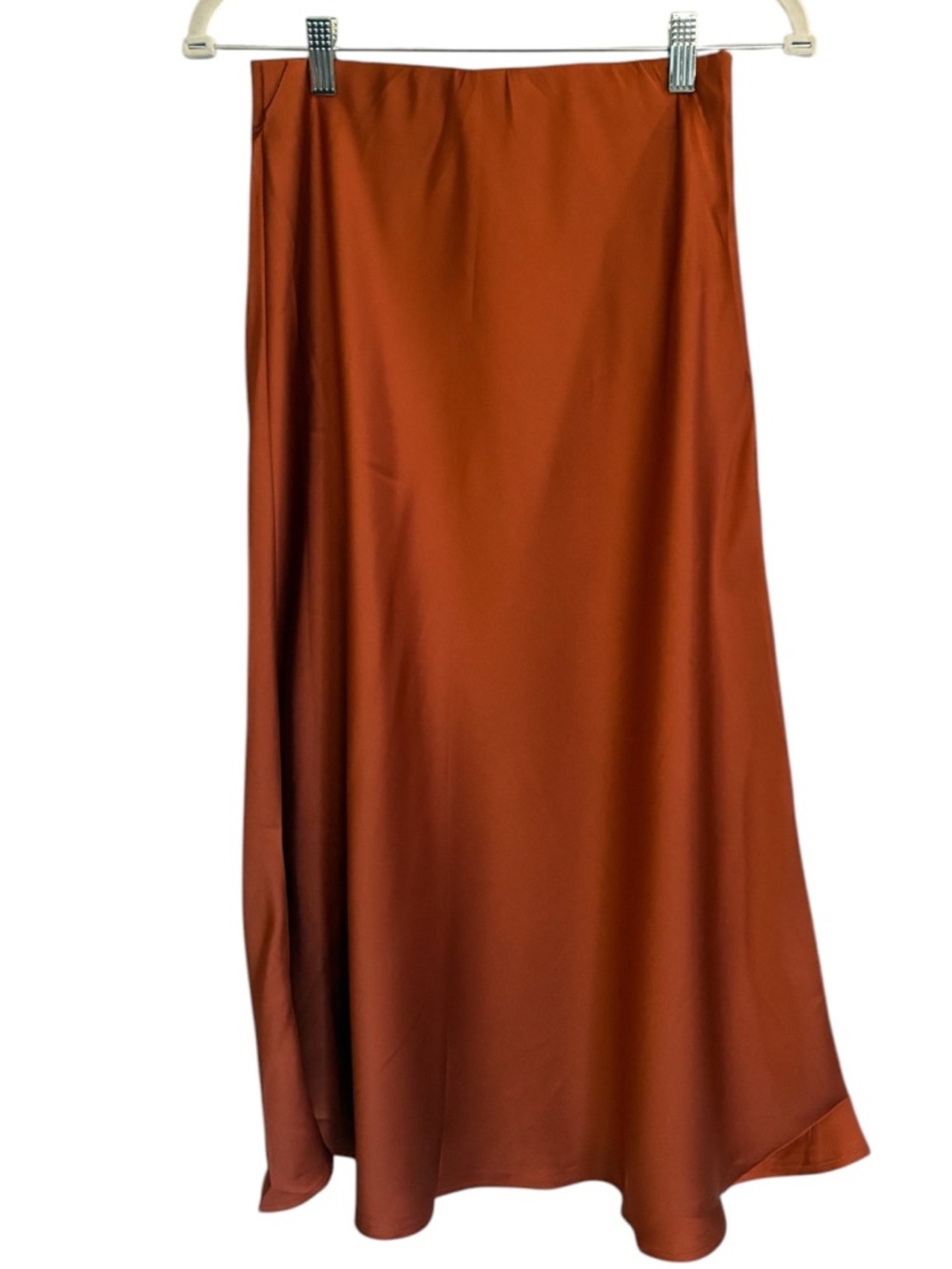 NWT BTFBM Women's Copper Rust Satin High Waist Midi Skirt - Size S